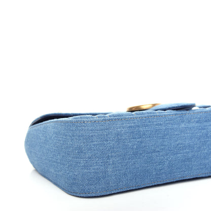 Gucci Denim Matelasse Pearl Studded Small GG Marmont Shoulder Bag Blue 8 of 10