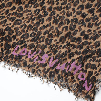 Louis Vuitton Cashmere Silk Leopard Etole Stole Marron 4 of 11