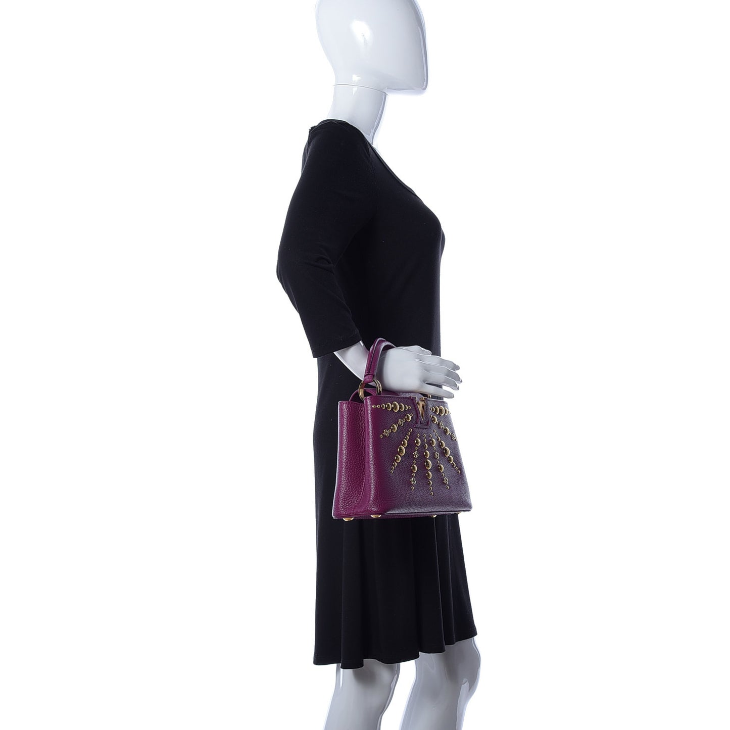Taurillon Studded Sol Capucines BB Magenta