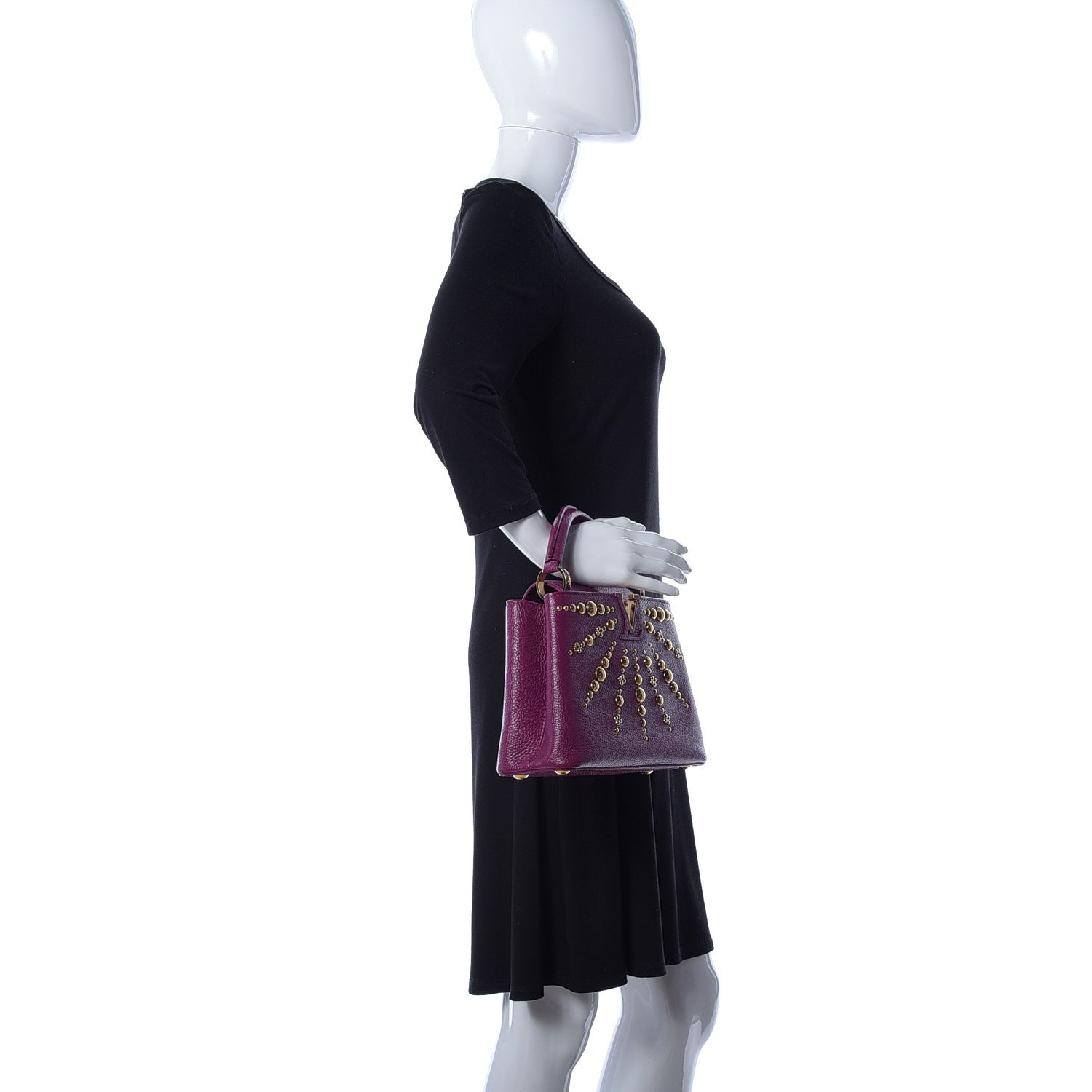 Louis Vuitton Taurillon Studded Sol Capucines BB Magenta 3 of 9