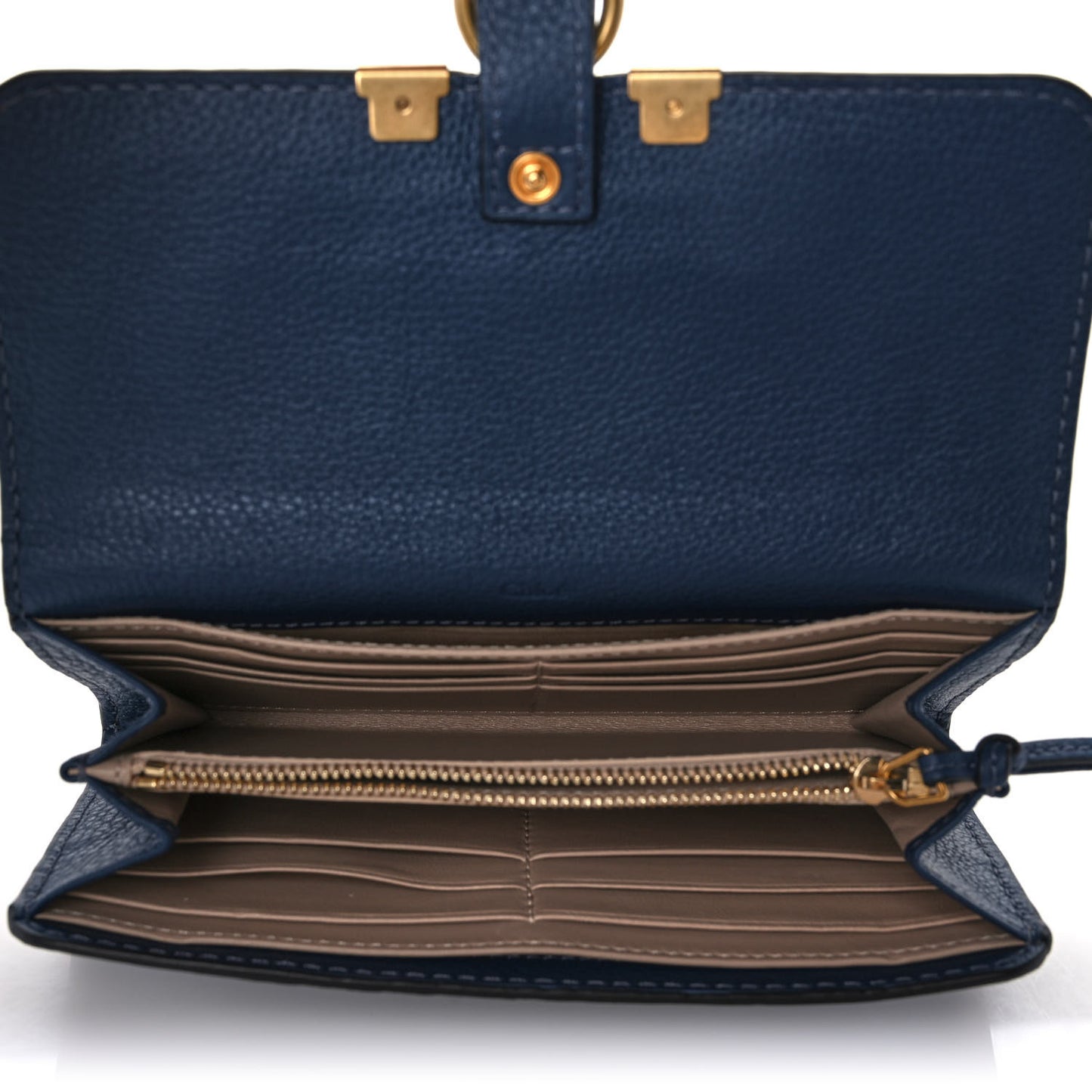 Calfskin Marcie Continental Flap Wallet Royal Navy