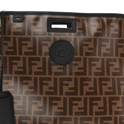 Fendi Glazed Fabric Vitello Century FF 1974 Stamp Patch Mini Peekaboo Defender Cover Mogano Panna Black 8 of 10