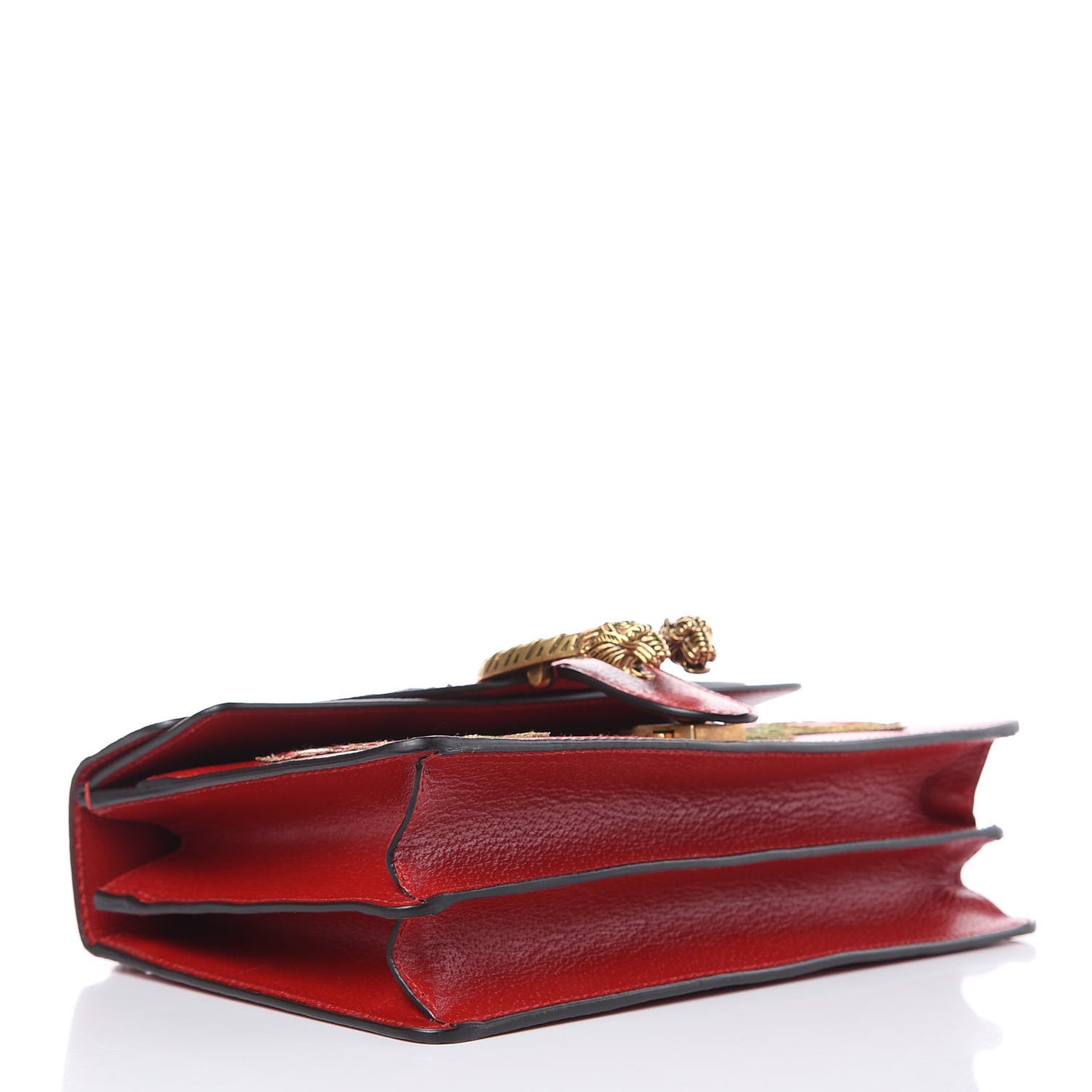 Calfskin Web Floral Embroidered Small Dionysus Shoulder Bag Hibiscus Red