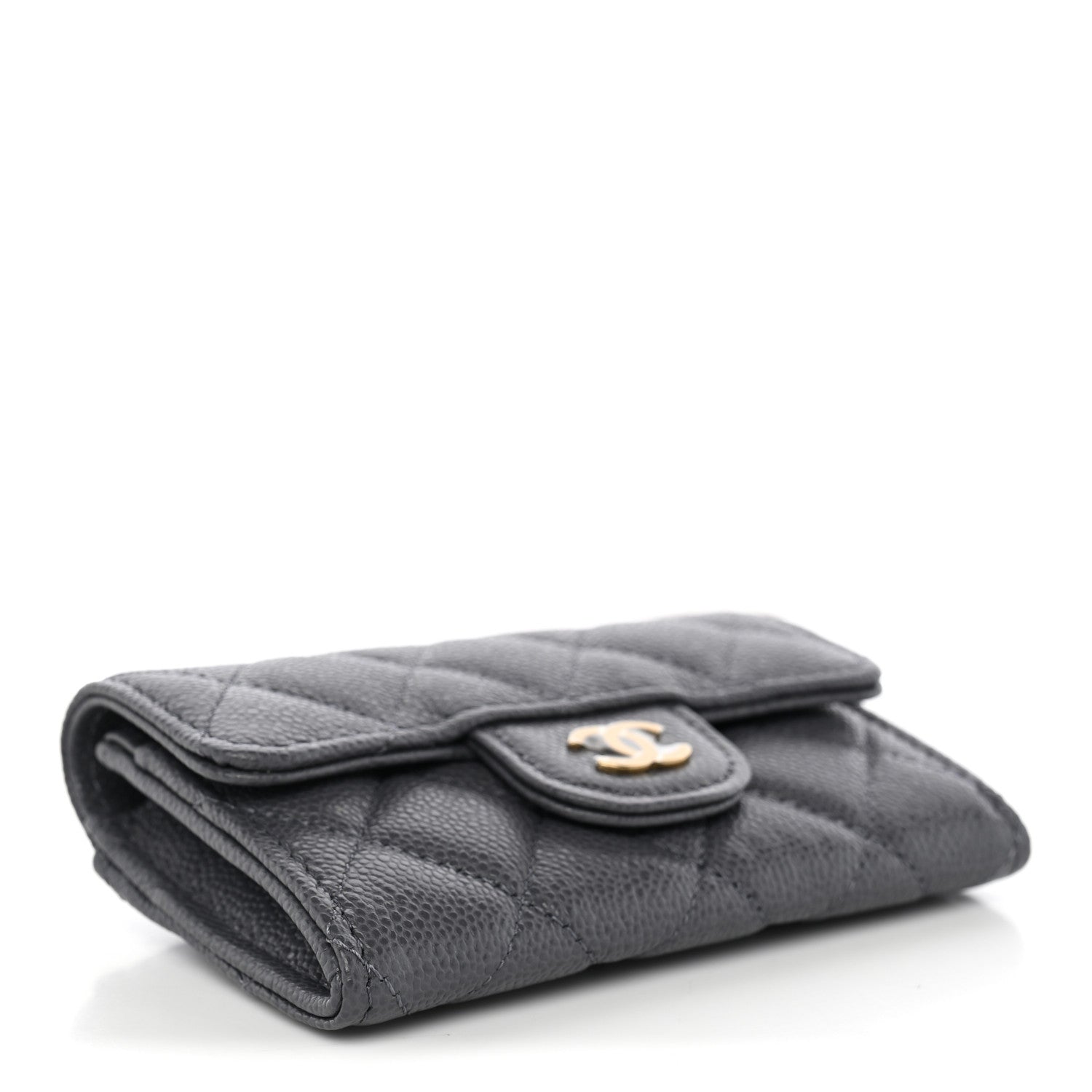 Chanel Caviar Quilted Flap Card Holder Wallet Dark Grey 4 of 8