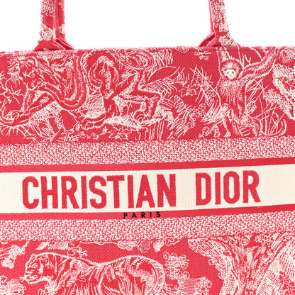 Christian Dior Canvas Embroidered Medium Dioriviera Toile De Jouy Book Tote Raspberry 7 of 10