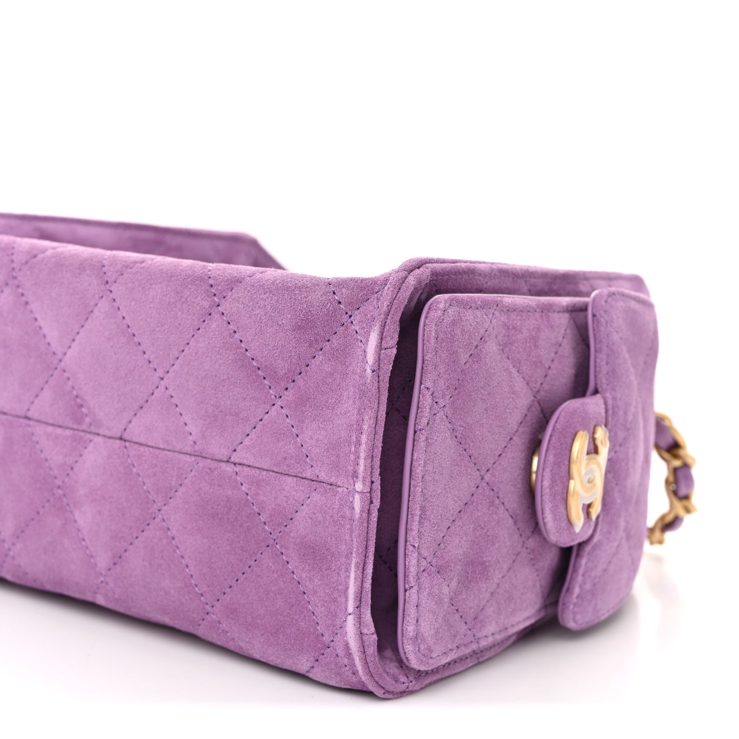Suede Quilted Mini Chanel 25 Handbag Purple