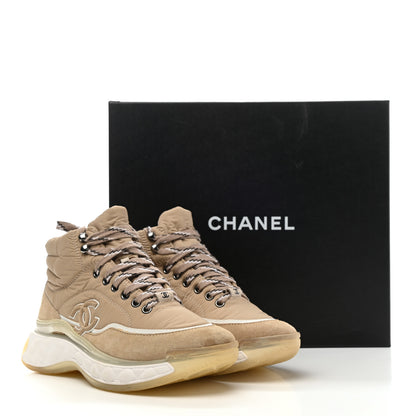 Chanel Fabric Suede Womens CC Sneakers 35.5 Beige 9 of 9