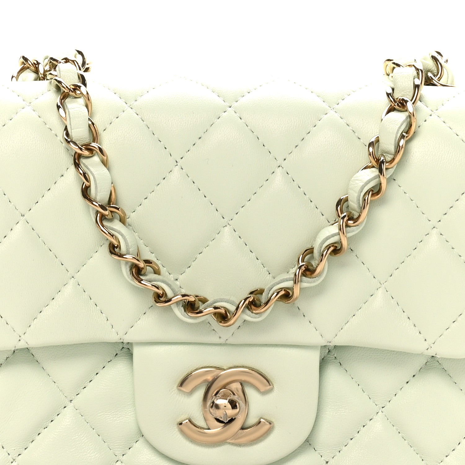 Chanel Lambskin Quilted Mini Square Flap Light Green 8 of 11