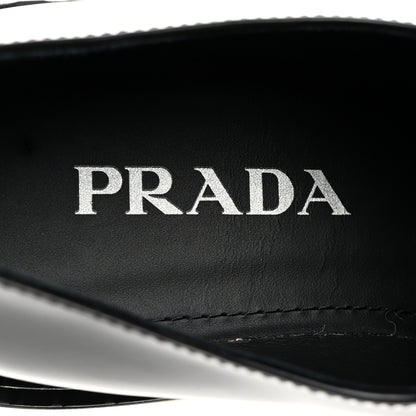 Prada Spazzolato Metal Triangle Logo Double Chocolate Loafers 38 Black 6 of 8