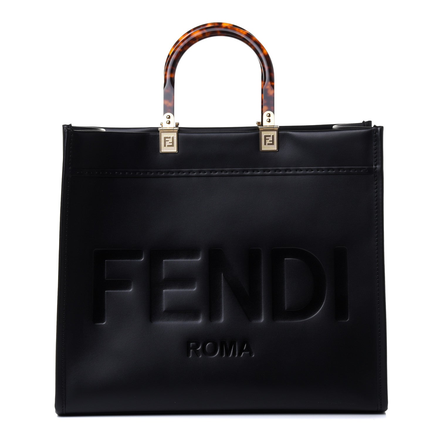 Fendi Vitello King Plexiglass Medium Fendi Sunshine Shopper Tote Black 1 of 4
