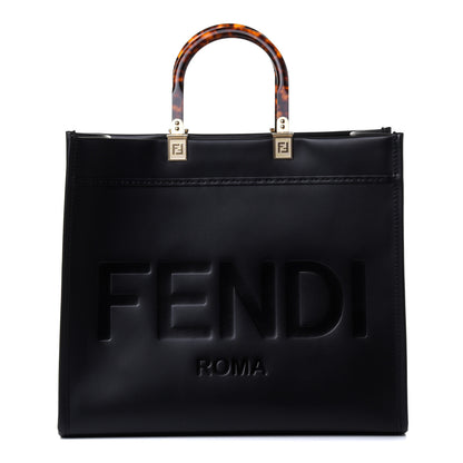 Fendi Vitello King Plexiglass Medium Fendi Sunshine Shopper Tote Black 1 of 4