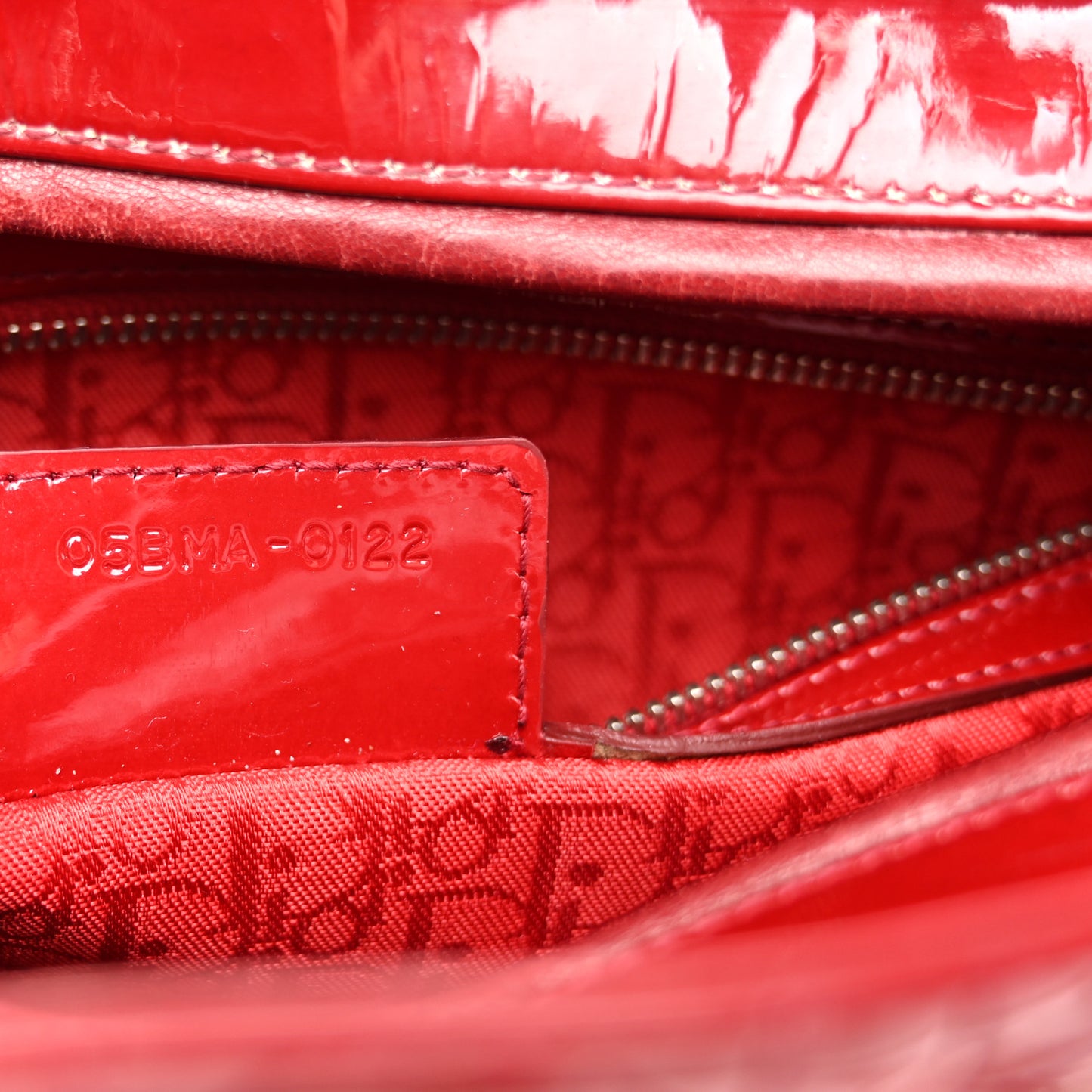 Patent Cannage Large Lady Dior Red