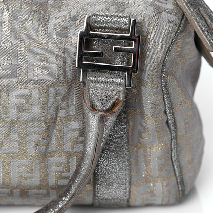 Fendi Metallic Jacquard Zucchino Mini Forever Boston Gold Silver 13 of 41