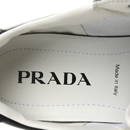 Prada Vitello Sport Spazzolato Rois Triangle Logo Womens Downtown Low Top 30mm Sneakers 39.5 White Black 9 of 10