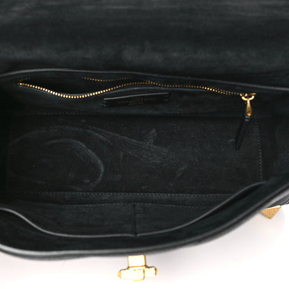 Valentino Garavani Grained Calfskin Large Roman Stud Shoulder Bag Black 5 of 9