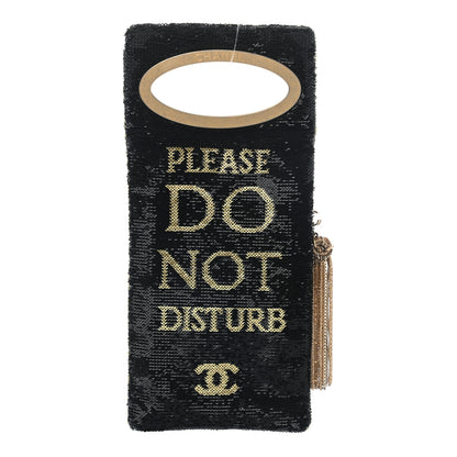 Chanel Sequin Do Not Disturb Minaudiere Clutch Black Gold 1 of 10