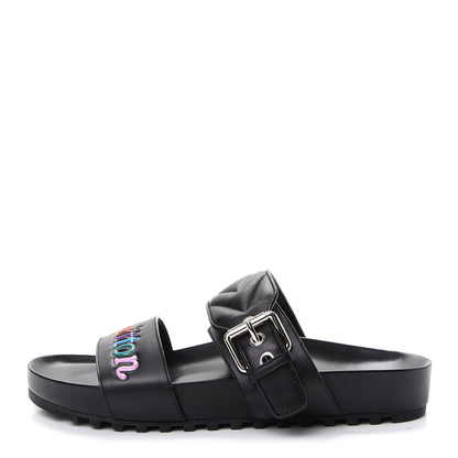 Louis Vuitton Calfskin New Wave Bom Dia Mule Sandals Black 38 1 of 10