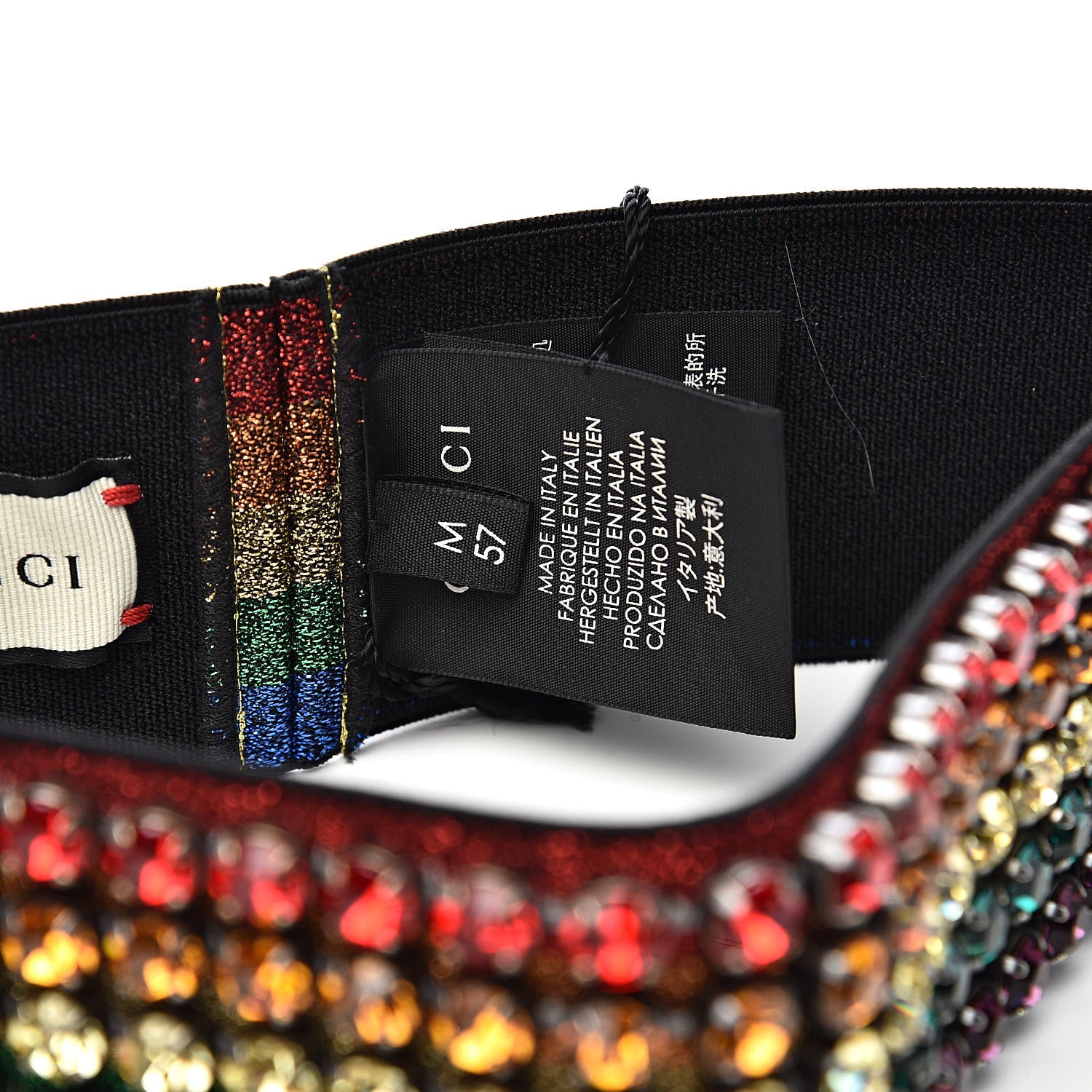 Gucci Metallic Crystal Embellished Webby Headband 57 Rainbow 5 of 6