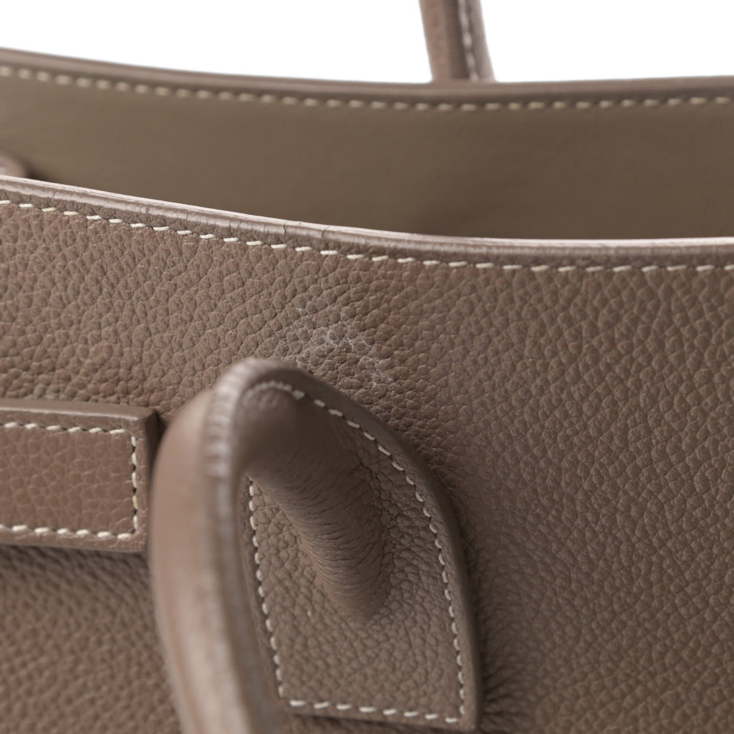 Grained Calfskin Topstich Baby Sac De Jour Taupe