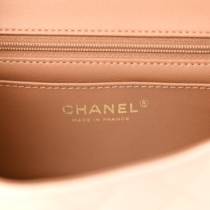 Chanel Lambskin Quilted Bi-Color Mini Top Handle Rectangular Flap Ecru Dark Beige 6 of 11