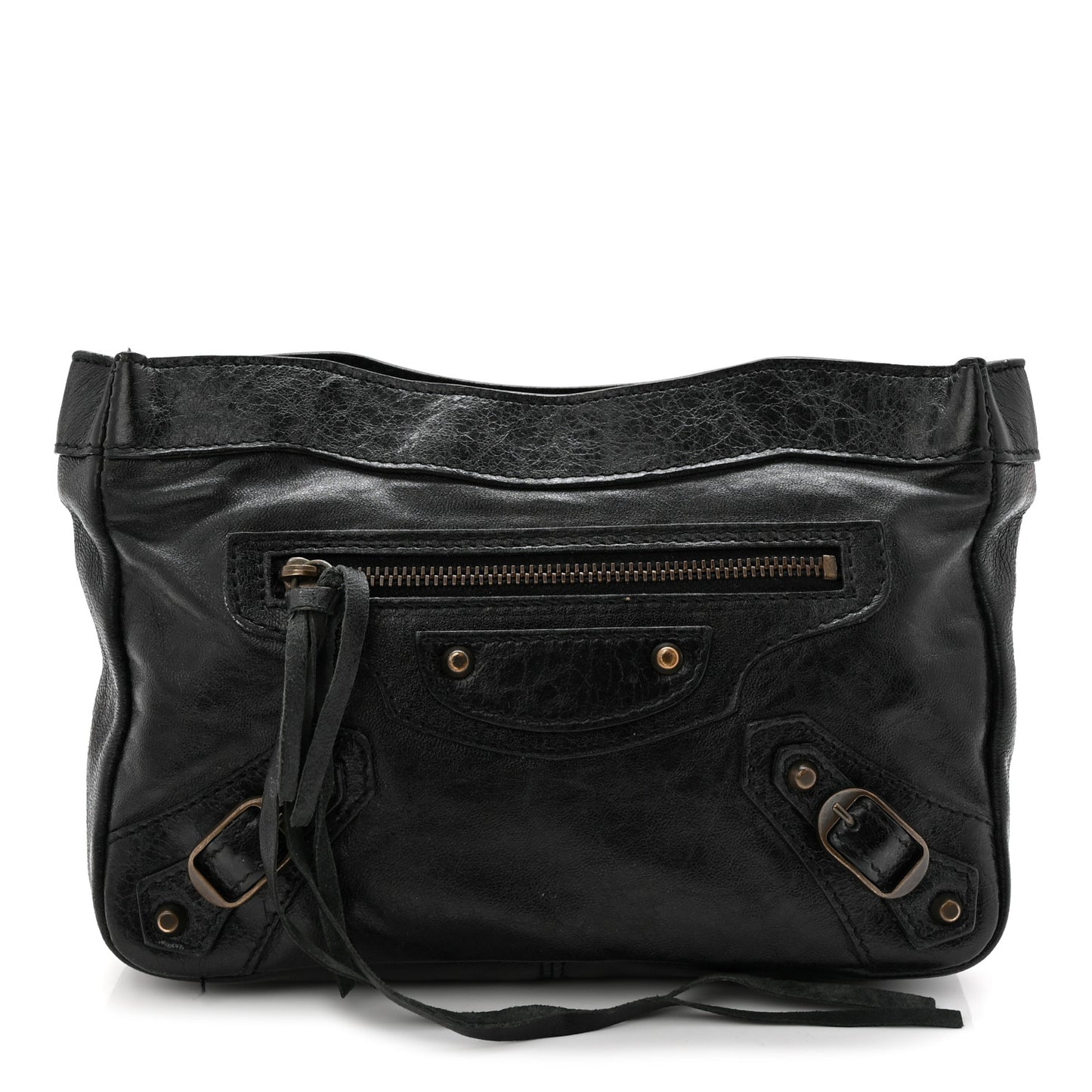 Chevre Classic Hardware Porte Toilette Clutch Black