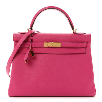 Hermes Chevre Mysore Kelly Retourne 32 Rose Shocking 1 of 11