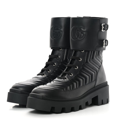 Gucci Nappa Frances GG Matelasse Platform Combat Boots 40.5 Black 3 of 8