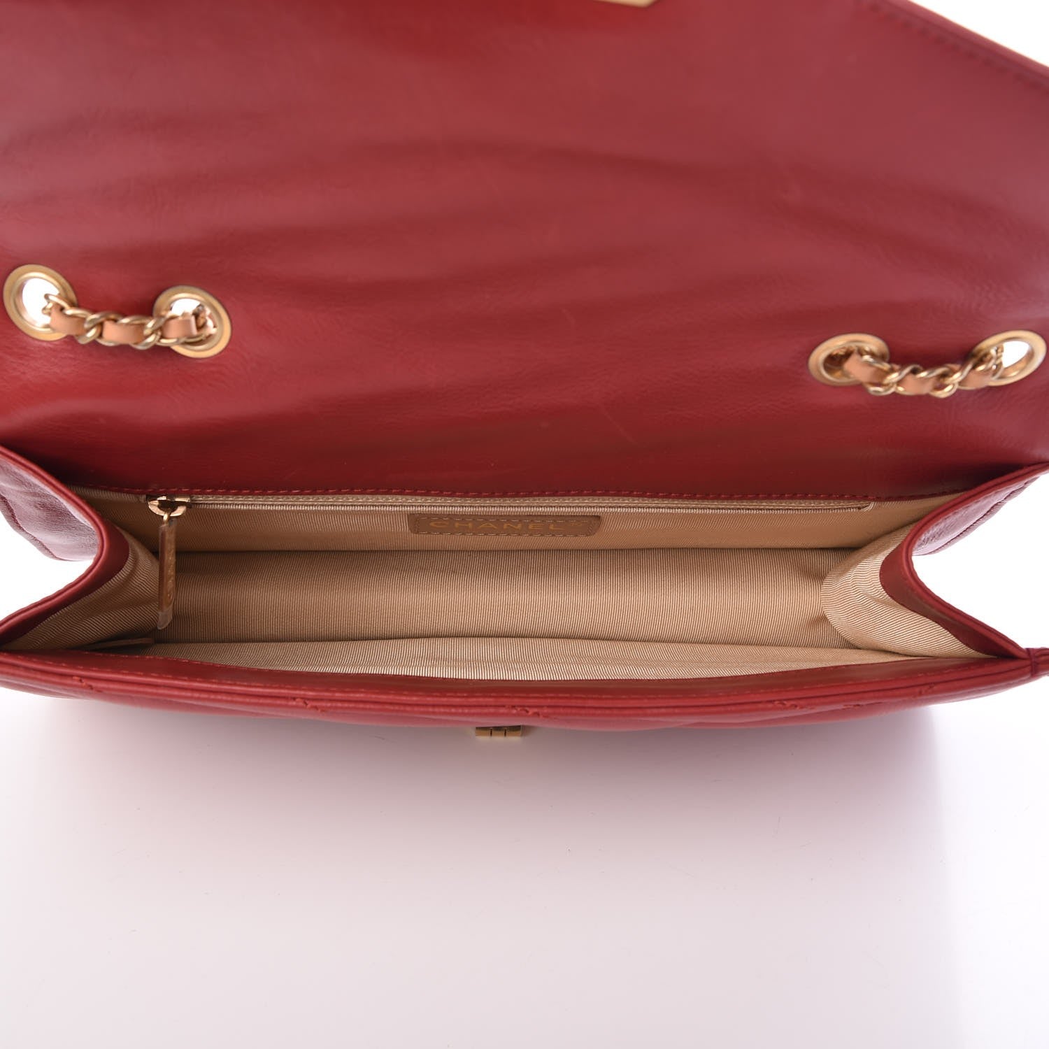 Chanel Calfskin Chevron Quilted Gabrielle Flap Red 6 of 12