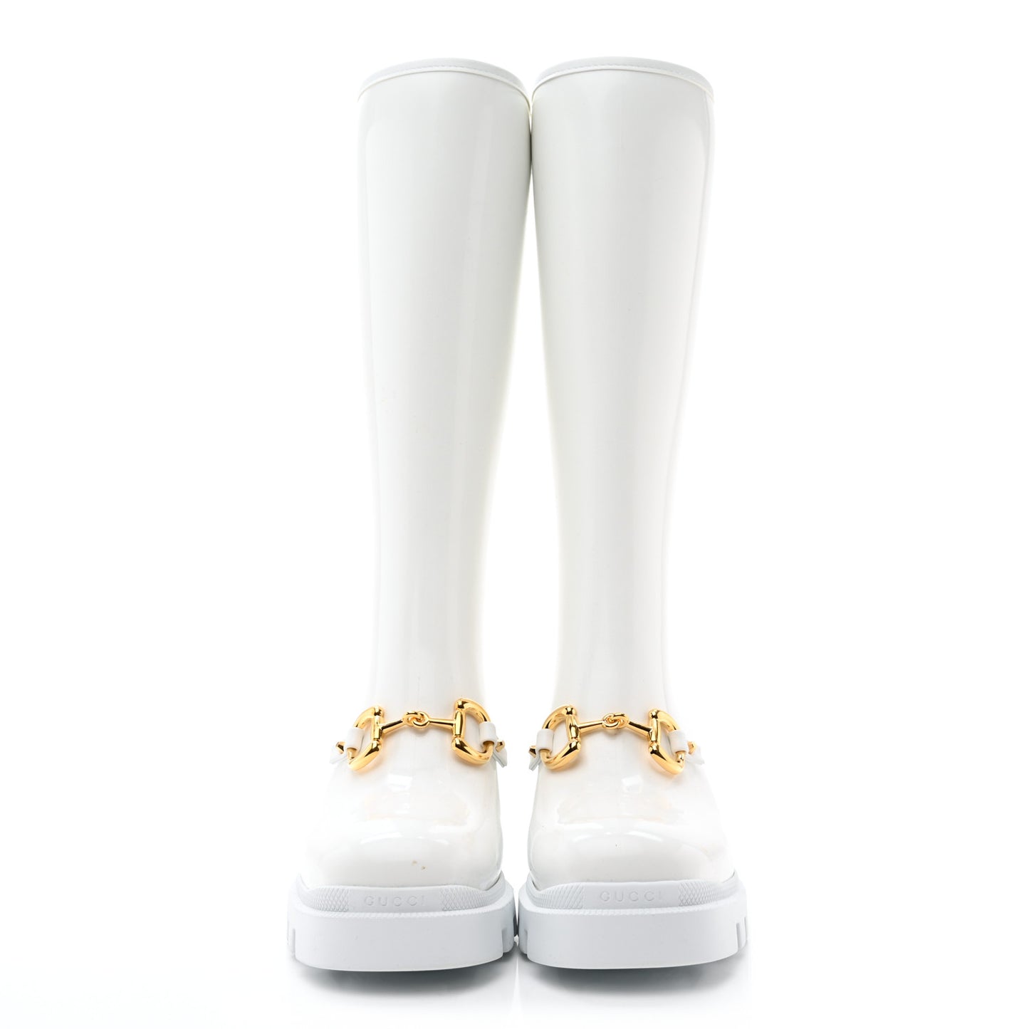 Rubber Horsebit Knee High Boots 40 Great White
