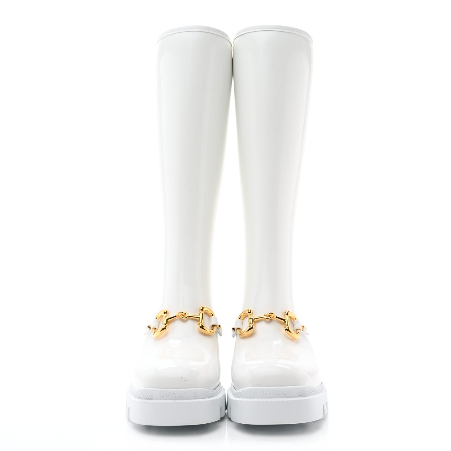 Gucci Rubber Horsebit Knee High Boots 40 Great White 2 of 10