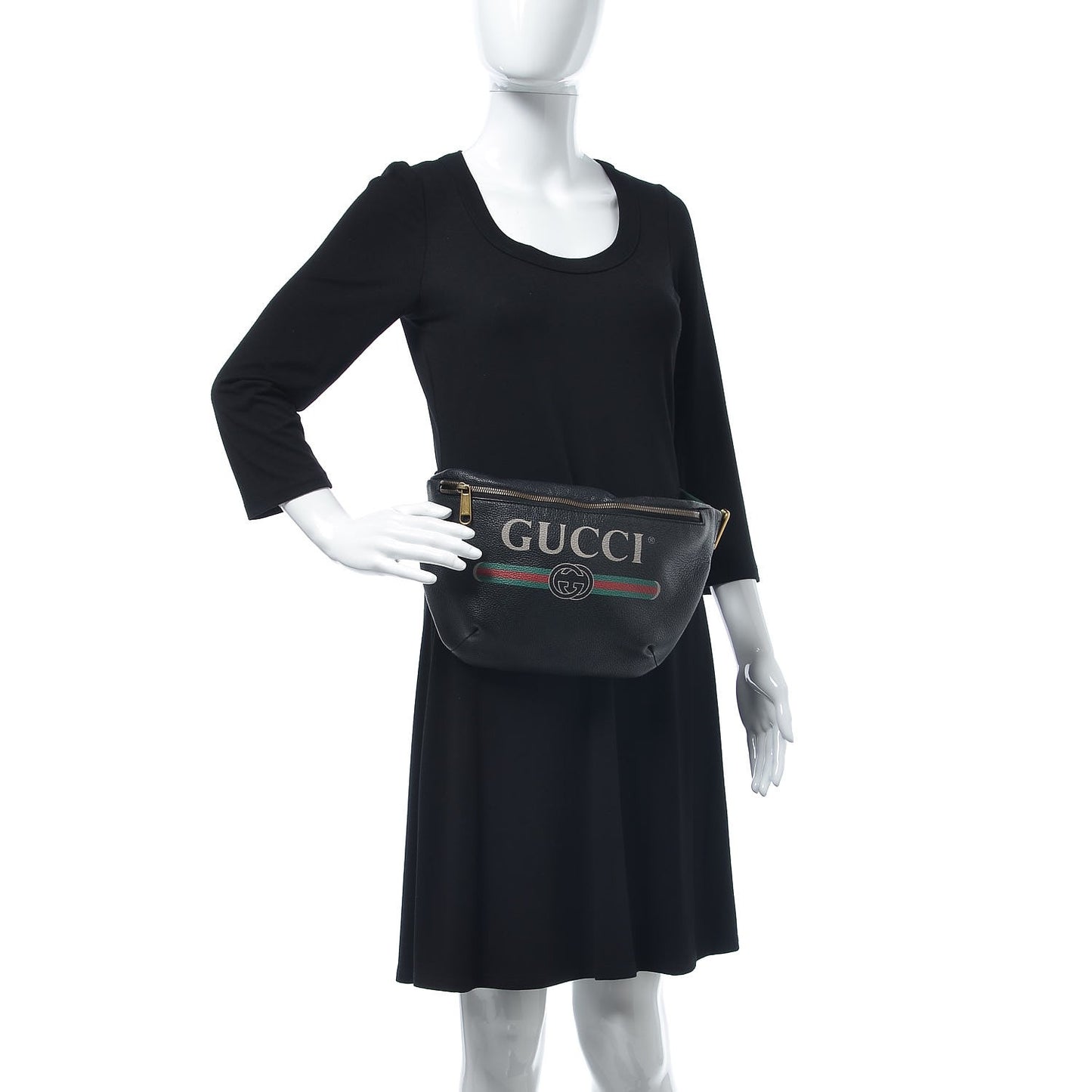 Grained Calfskin Logo Belt Bag Black
