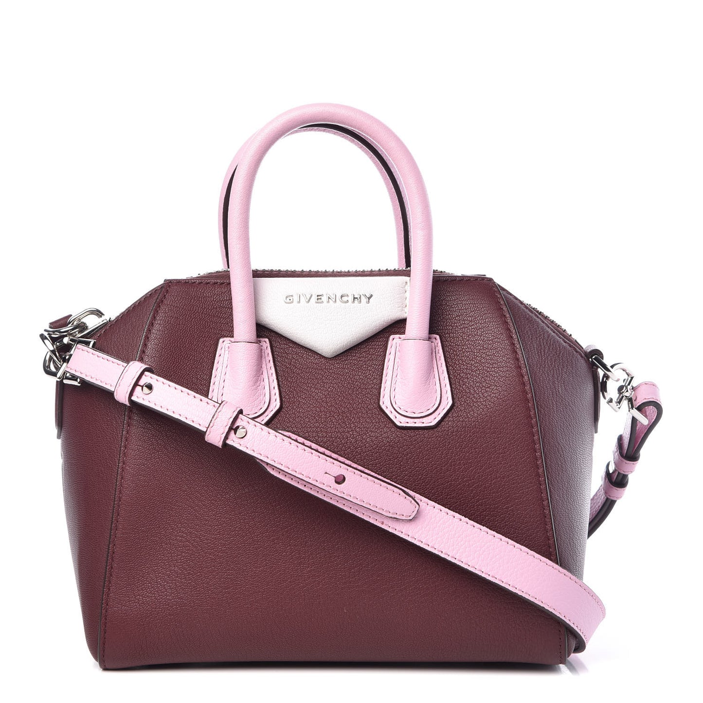 Sugar Goatskin Mini Tri-Color Antigona Burgundy Pink White