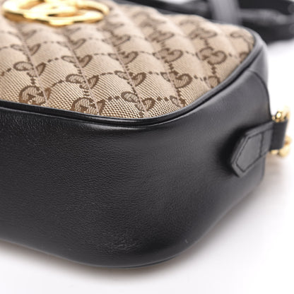 Gucci Monogram Matelasse Diagonal Small GG Marmont Chain Shoulder Bag Beige Black 10 of 10