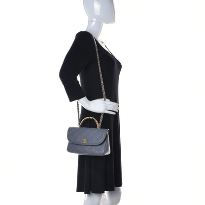 Chanel Lambskin Quilted Small La Parisienne Top Handle Flap Grey 2 of 10