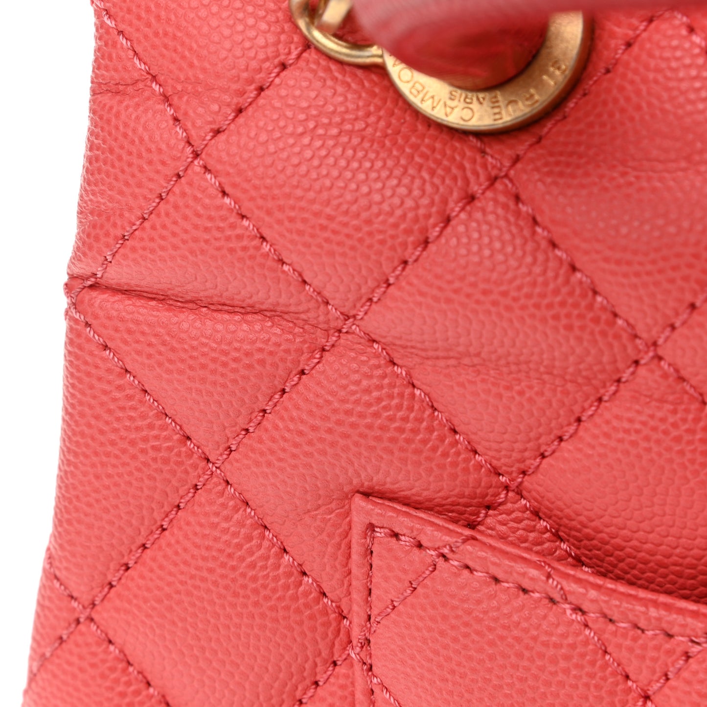 Caviar Lizard Embossed Quilted Mini Coco Handle Flap Pink