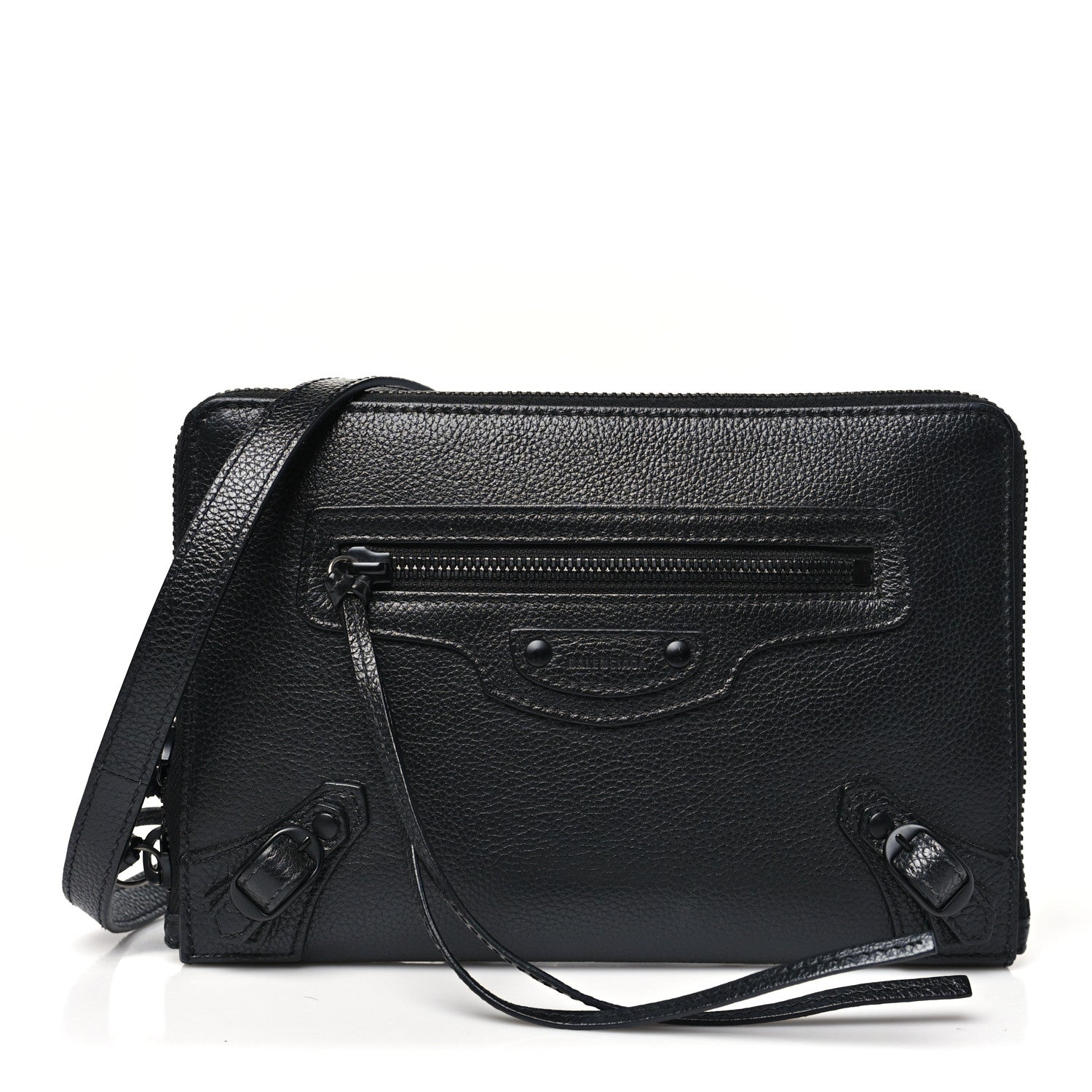 Balenciaga Grained Calfskin Neo Classic Black Hardware Zip Around Crossbody Black 1 of 9