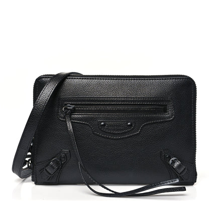 Balenciaga Grained Calfskin Neo Classic Black Hardware Zip Around Crossbody Black 1 of 9