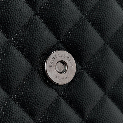 Saint Laurent Grain De Poudre Textured Mixed Matelasse Triquilt Medium Monogram Monochrome Satchel Black 9 of 15