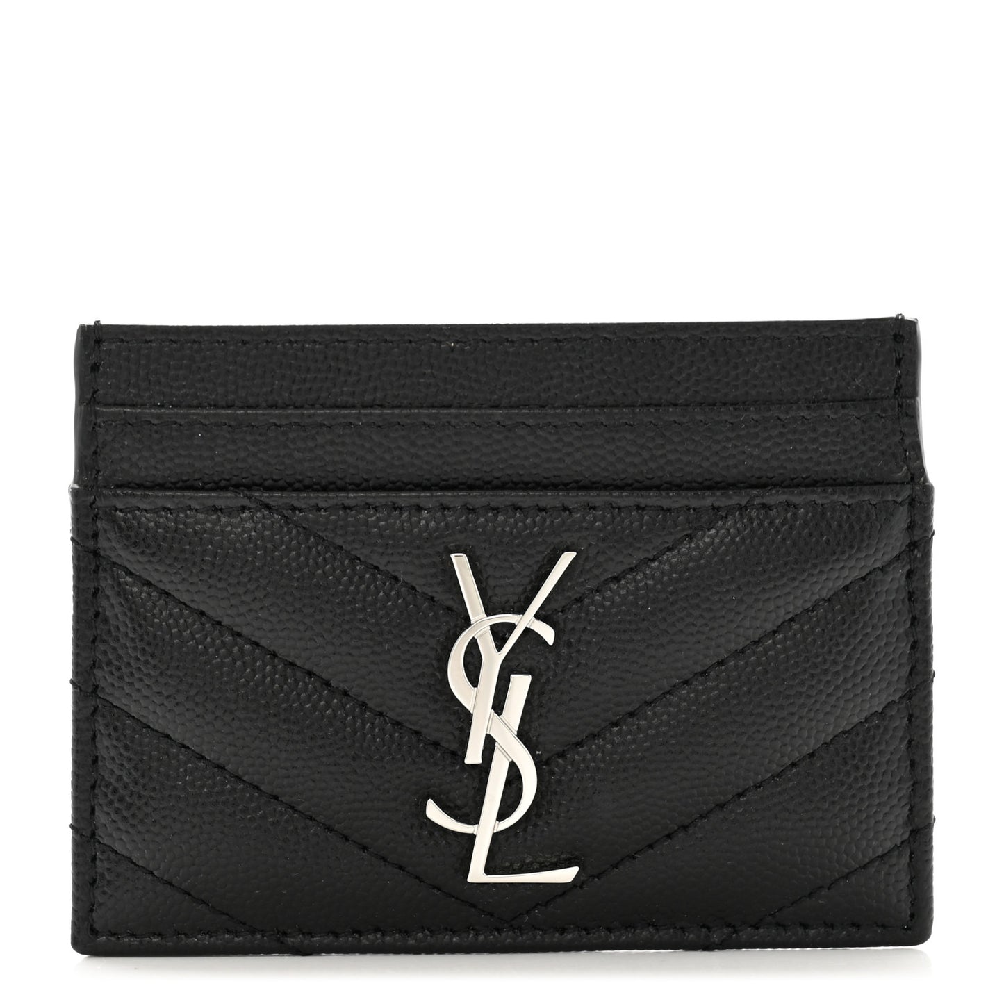 Grain De Poudre Matelasse Chevron Monogram Credit Card Case Black