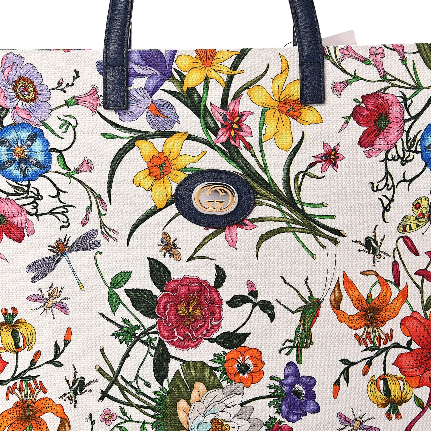 Canvas Large Flora Tote Navy Multicolor