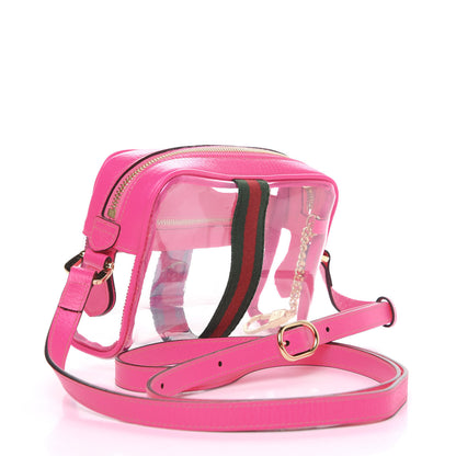 Gucci Vinyl Web Mini Ophidia Transparent Shoulder Bag Fluorescent Fuchsia 2 of 7