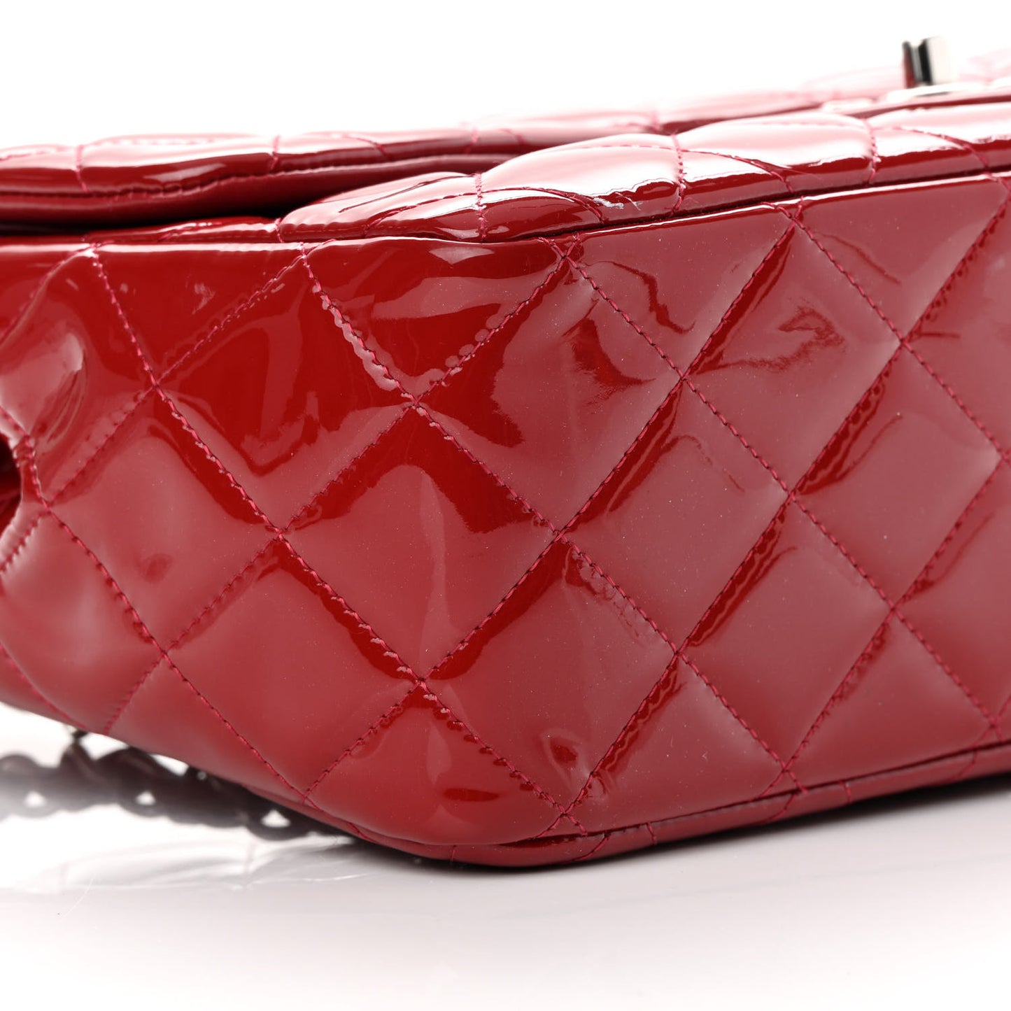 Patent Quilted Jumbo Double Flap Red