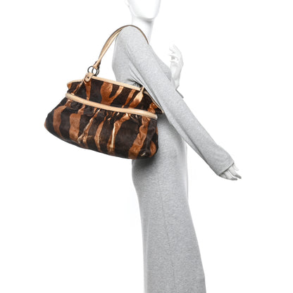 Fendi Calf Hair Zebra Print Chef Shopper Tote  White Brown 2 of 16