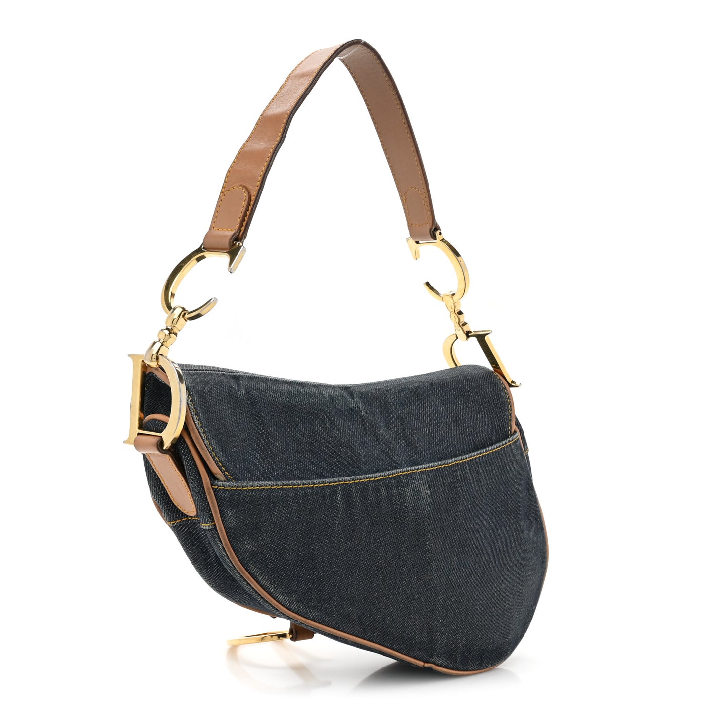 Denim Calfskin Saddle Bag Blue