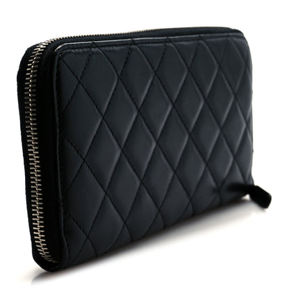 Chanel Lambskin Quilted Large Gusset Zip Around Wallet Black 6 of 18