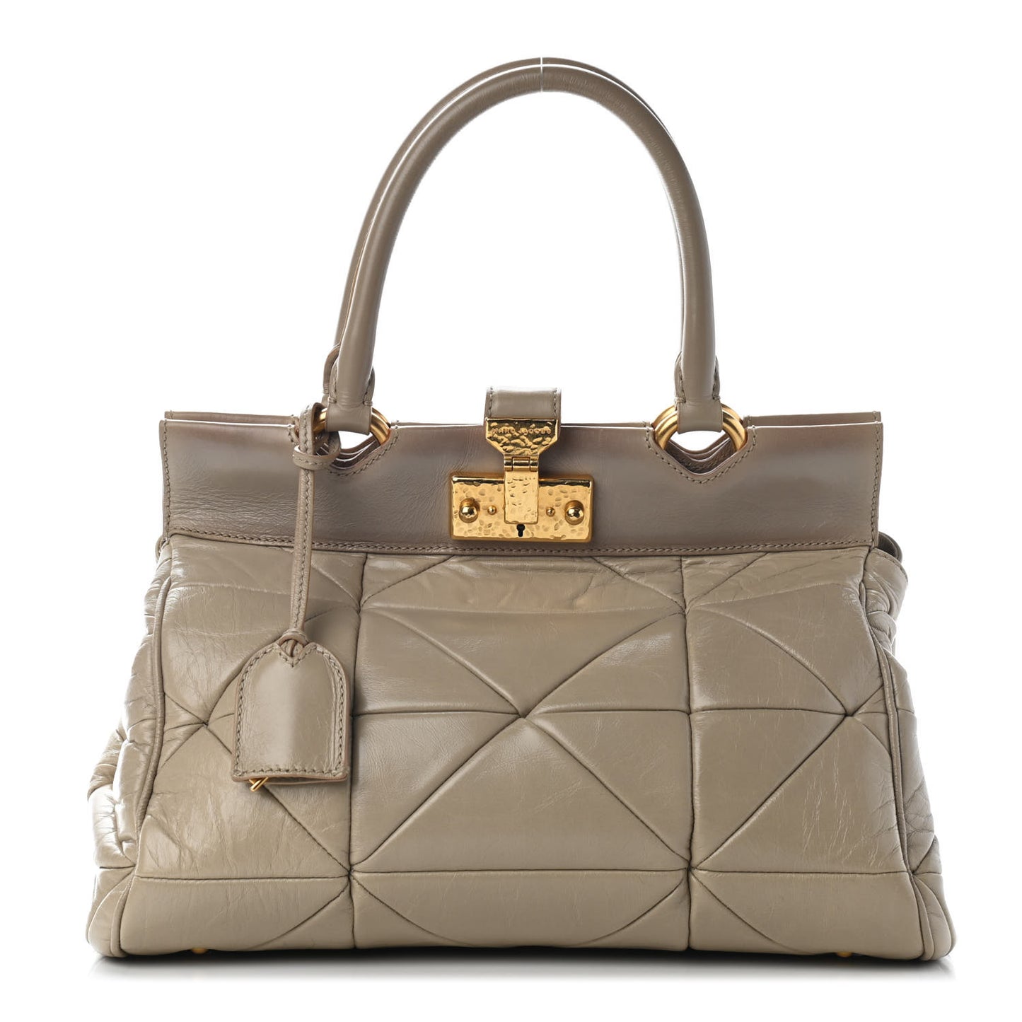 Calfskin Quilted Satchel Beige