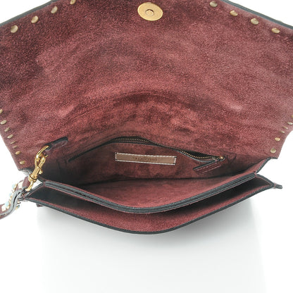 Valentino Garavani Pebbled Calfskin Rockstud Rolling Wristlet Clutch Rubin 5 of 7