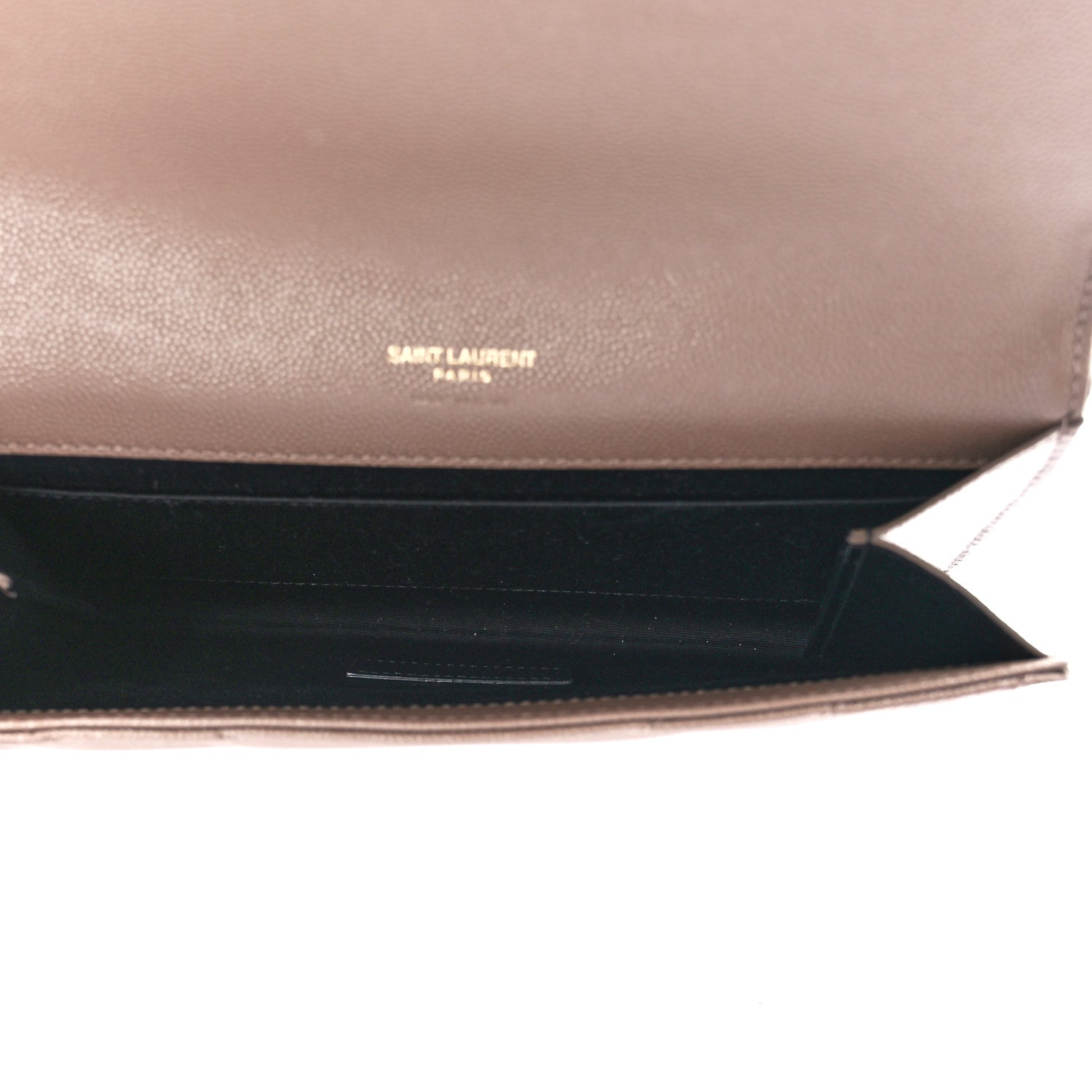 Saint Laurent Grain De Poudre Matelasse Chevron Monogram Envelope Clutch Dark Beige 5 of 11