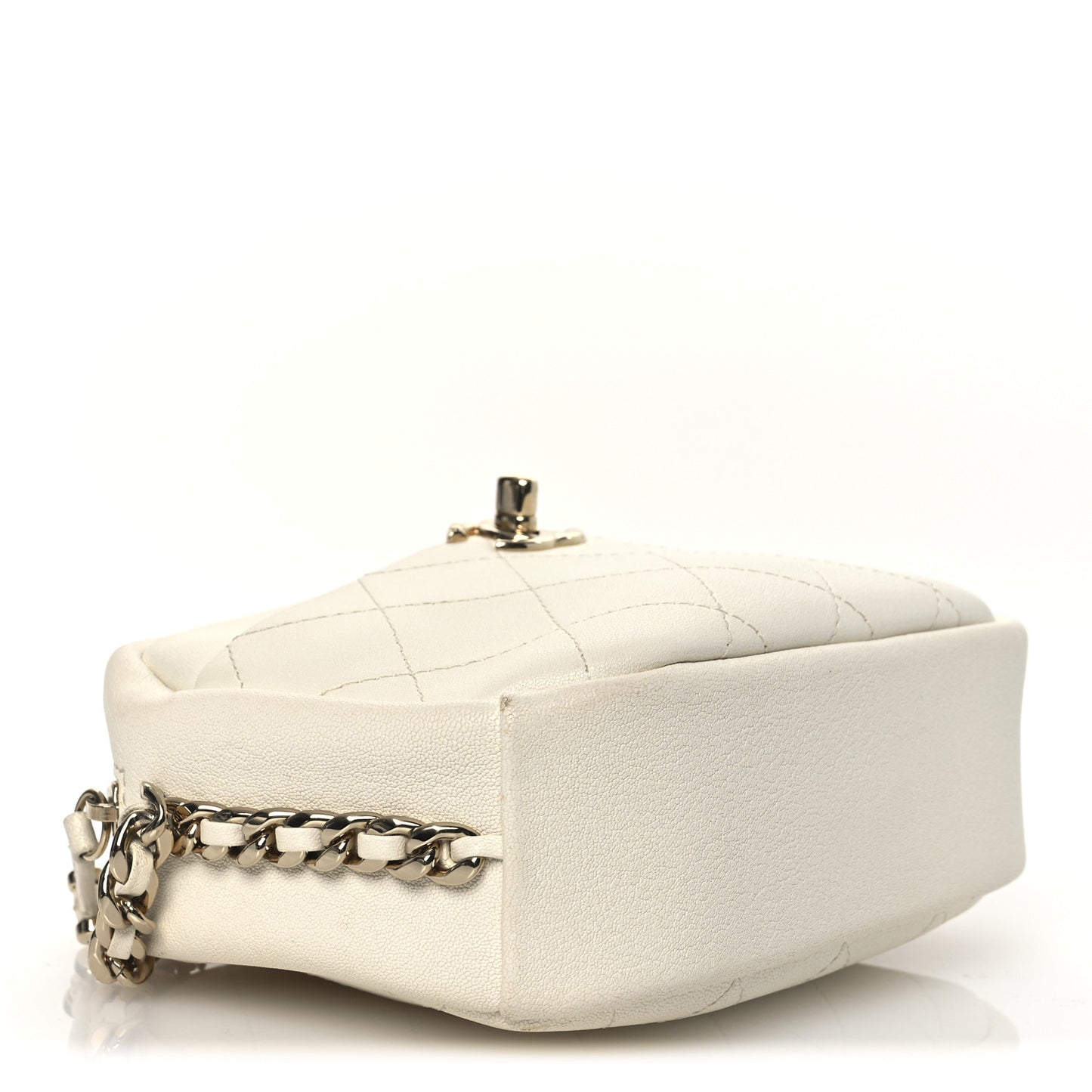 Goatskin Quilted Small Casual Trip Camera Case White