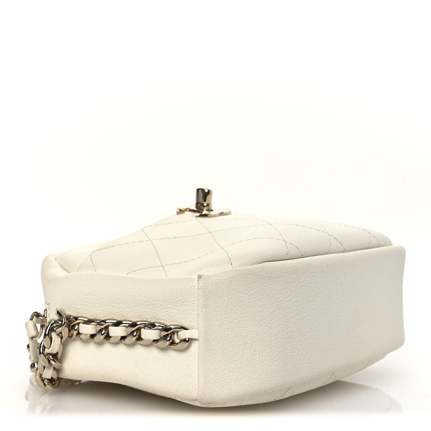 Chanel Goatskin Quilted Small Casual Trip Camera Case White 4 of 12